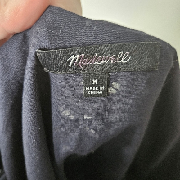 Madewell navy blue embroidered eyelet back tie lined dress size M - Picture 10 of 10